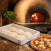 Stackable crate 60x40x7.5 cm, for dough, white